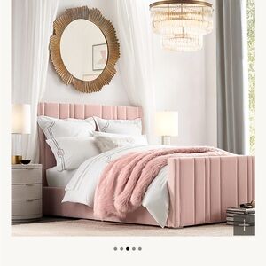 Restoration Hardware KASHMIR FAUX FUR BED THROW dusty pink